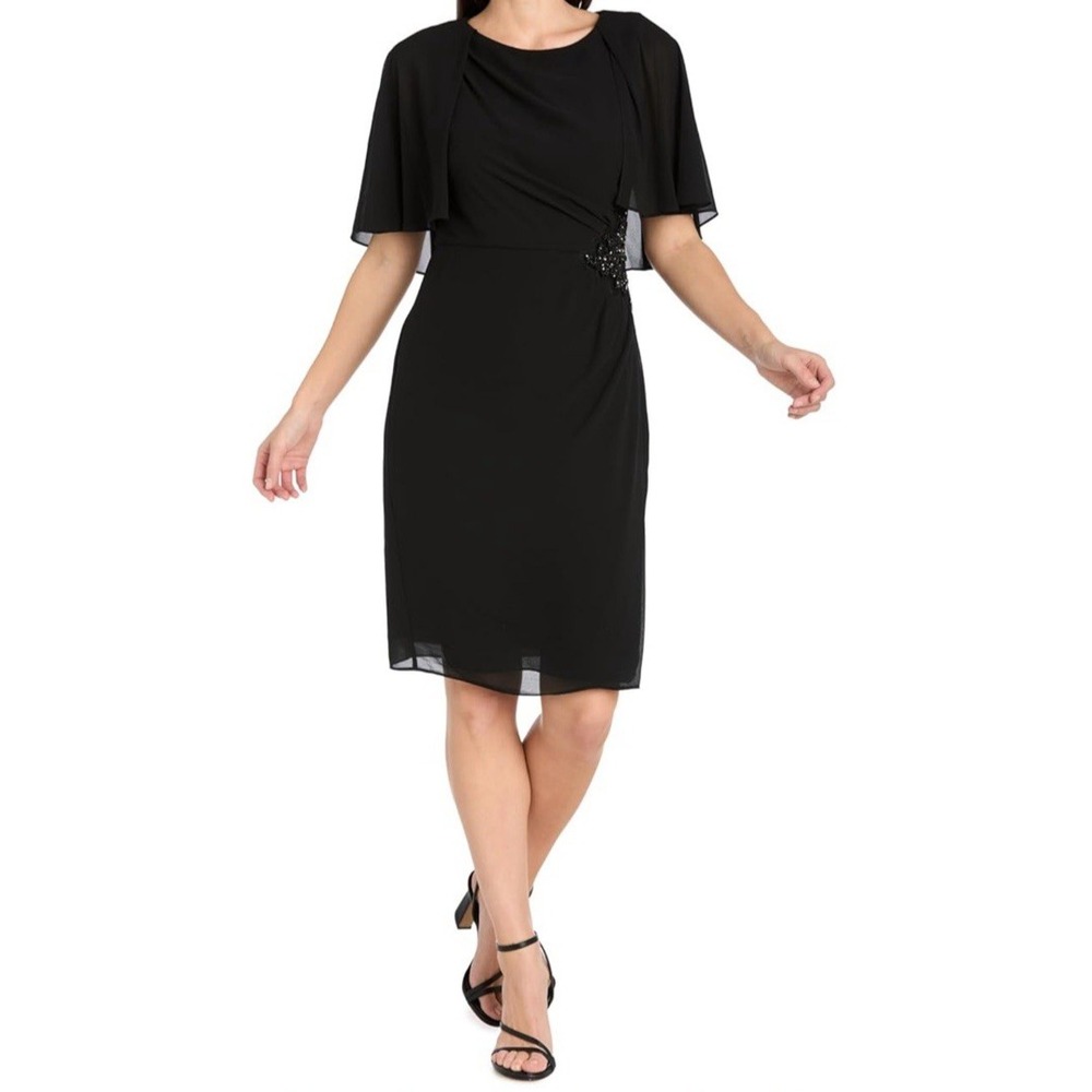 NWT‎ R&M Richards R&M Women's Geo Noir Wrap Dress - Size 10 - Color Black